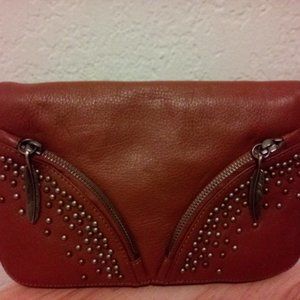 Stunning Old Trend Modern Vintage Leather Clutch with Chain Shoulder Strap  NWT